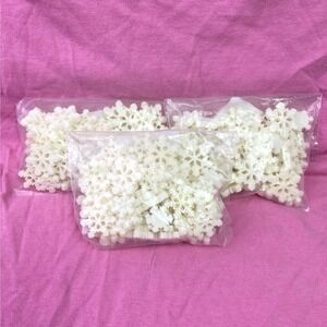 3 Packs White Glitter Resin Snowflake Charms for Crafts and Decorations